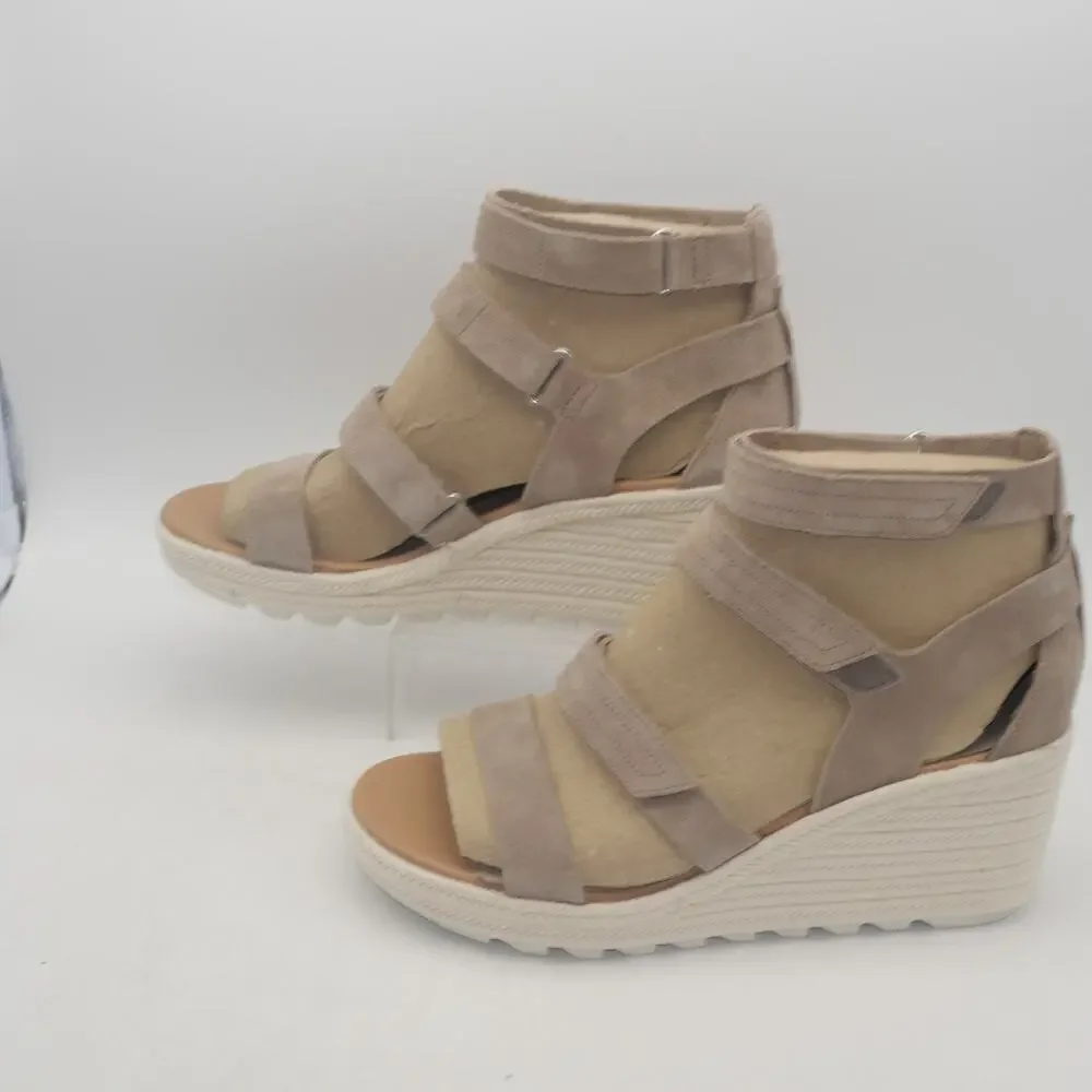 NEW Sorel Women's 12  CAMERON MultiStrap Wedge Sandal Omega Taupe Sea Salt
